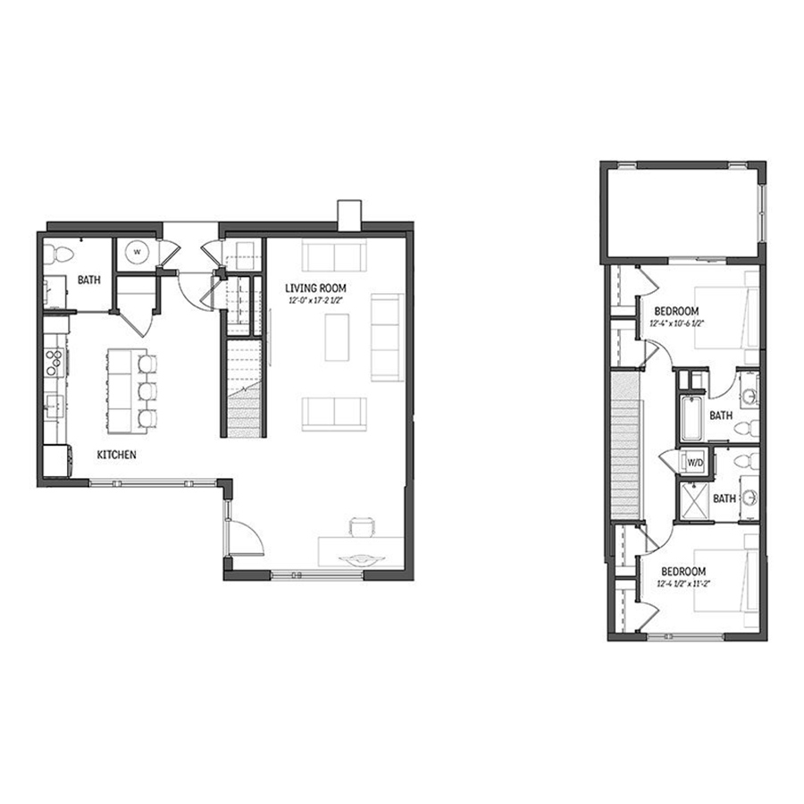 Rendering of the Jade floor plan with 1 bedroom[s] and 1 bathroom[s] at Izzy
